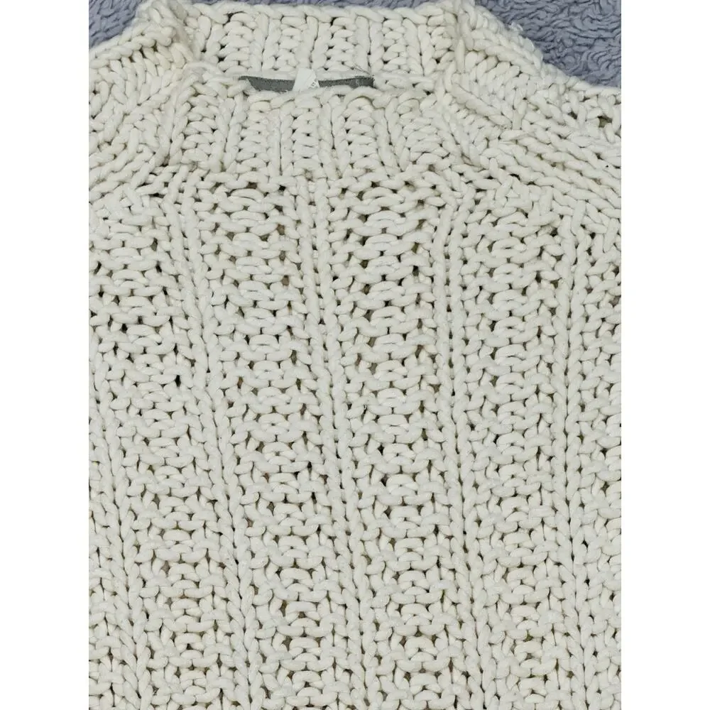 J. CREW ‘KNIT BY HAND’ IVORY CHUNKY KNIT SWEATER SZ MEDIUM - Picture 4 of 9